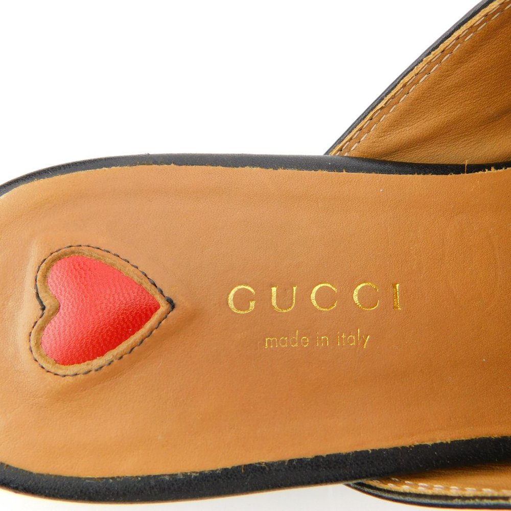 GUCCI Horse Bit Rose Floral Black Leather Slip-on Loafer Mule Flats 37 - Picture 8 of 9